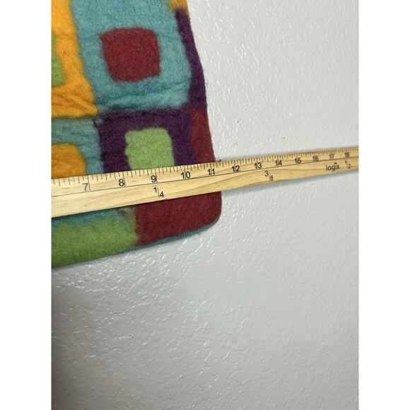 Colorful Geometric Hand Felted Wool Handbag Funky Artsy Hippie - Picture 3 of 10